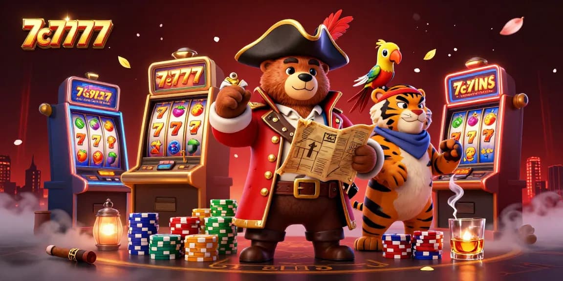 Experience thrilling wins with 7c7777's vibrant slots and rich gaming atmosphere in this 3D illustration.