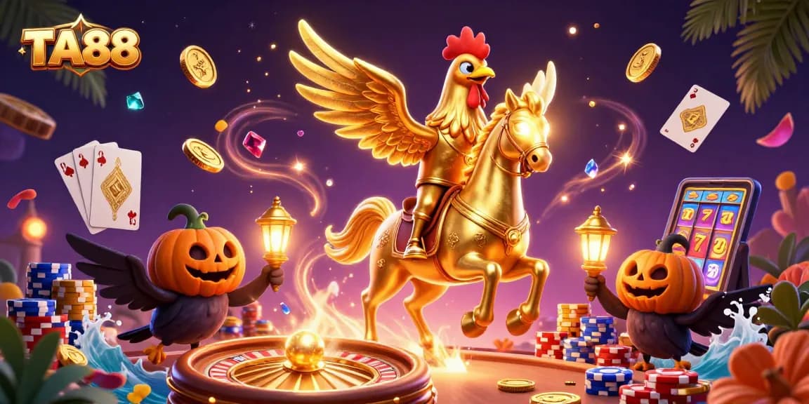 Experience exciting gameplay at TA88 with vibrant casino graphics featuring golden rooster and coins.