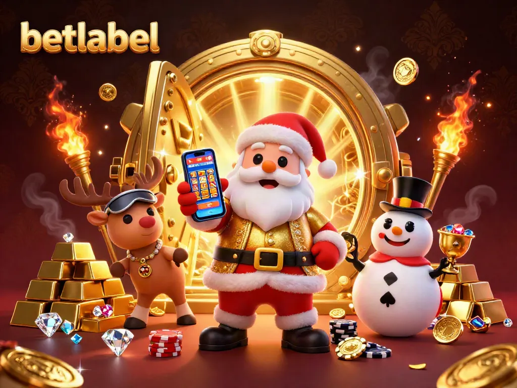 Win big at betlabel in this dazzling casino scene with characters and jackpot symbols.
