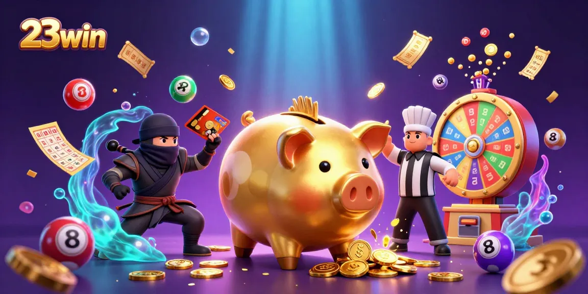 Engage with the vibrant casino world at 23win, featuring themed characters and exciting gambling elements.