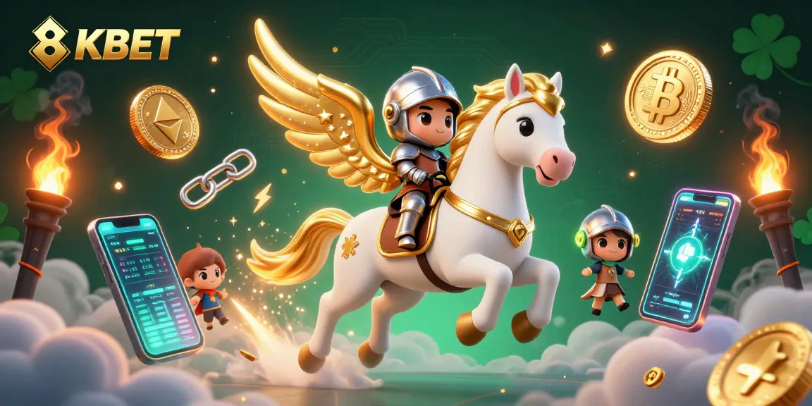 Experience the thrills of 8KBET with a vibrant 3D illustration featuring celestial themes and gaming elements.