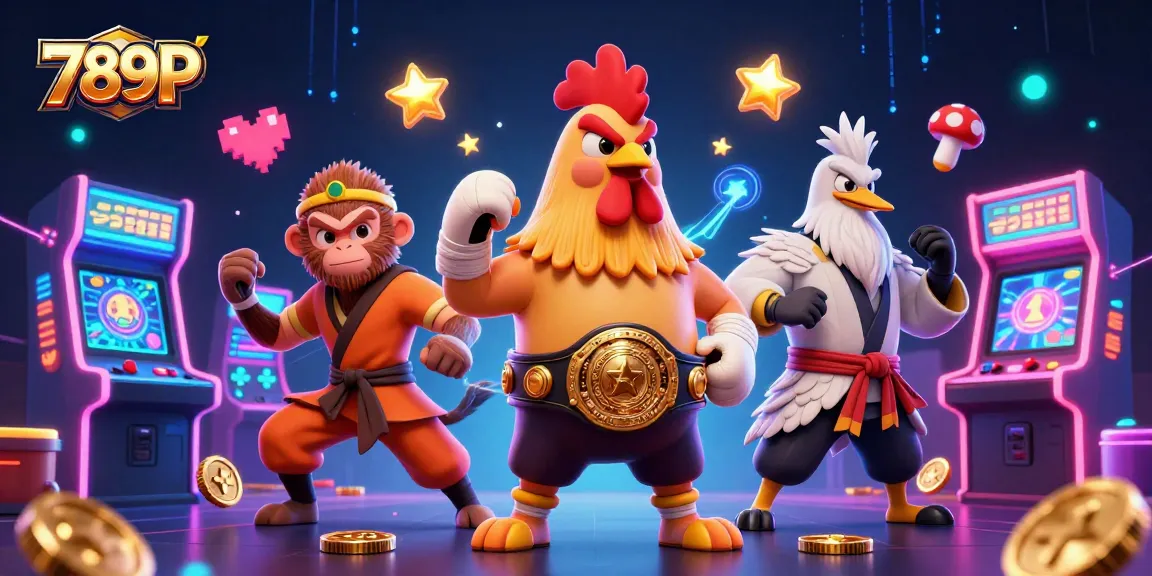 Engage with thrilling gaming action at 789P, featuring vibrant scene of characters amidst casino elements.