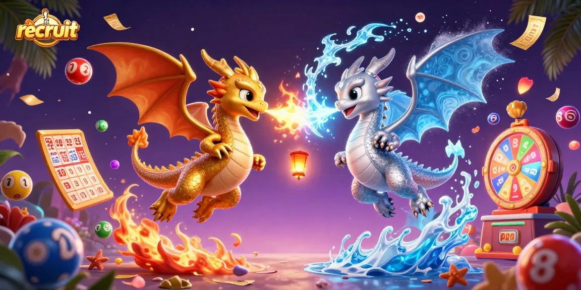 Engage with the vibrant world of recruit as twin dragons create dynamic energy, surrounded by colorful gambling elements.