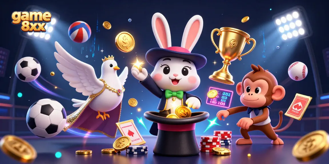 Engage in thrilling game 8xx action with vibrant characters and casino elements.