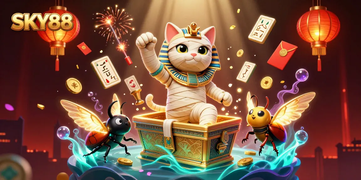Experience thrilling gameplay at SKY88's vibrant pyramid casino with captivating characters and elements.