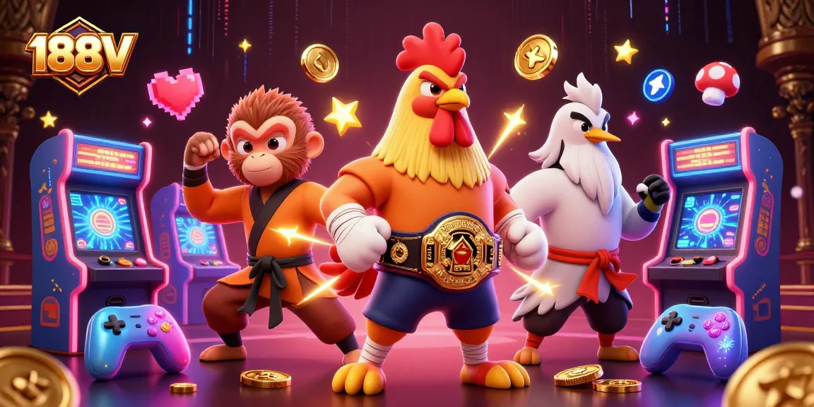 Experience thrilling gameplay at 188V with colorful characters and vibrant casino elements.