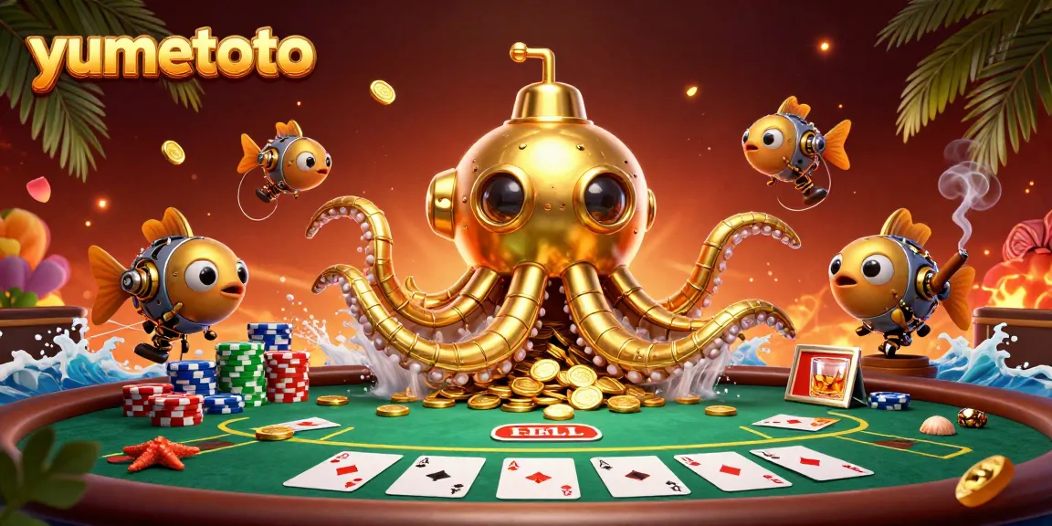 Experience thrilling gameplay at yumetoto with a vibrant 3D underwater casino scene filled with poker dynamics.