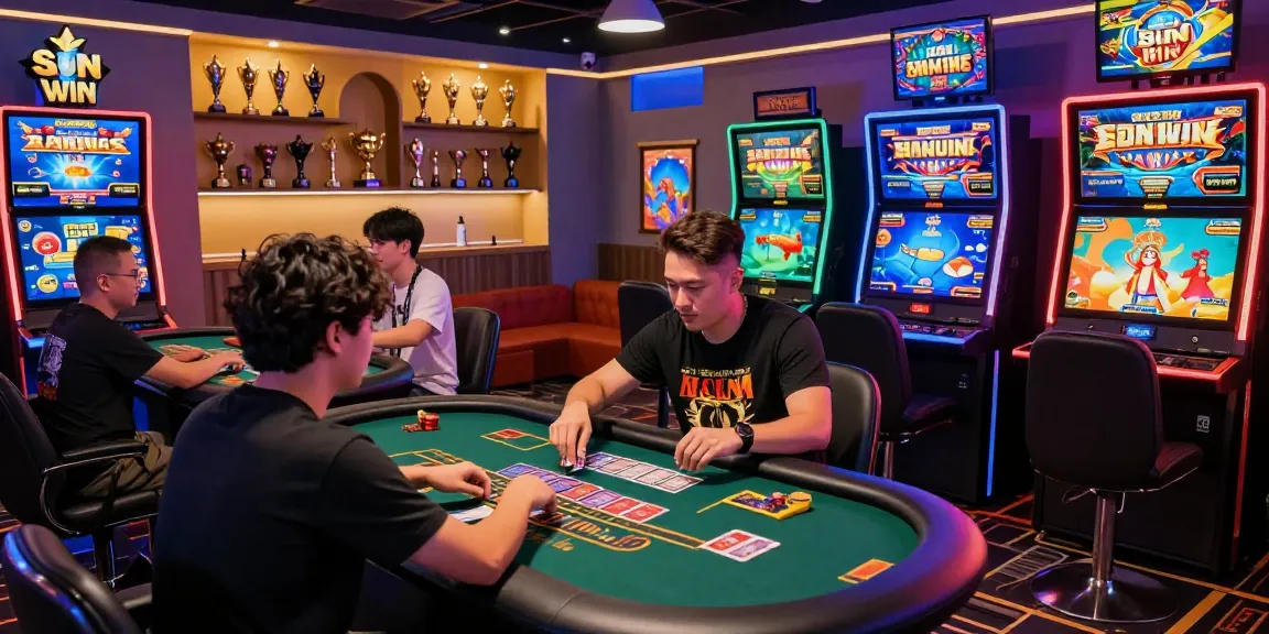 Exciting gaming scene at Sun win showcasing players engaging in various casino games.