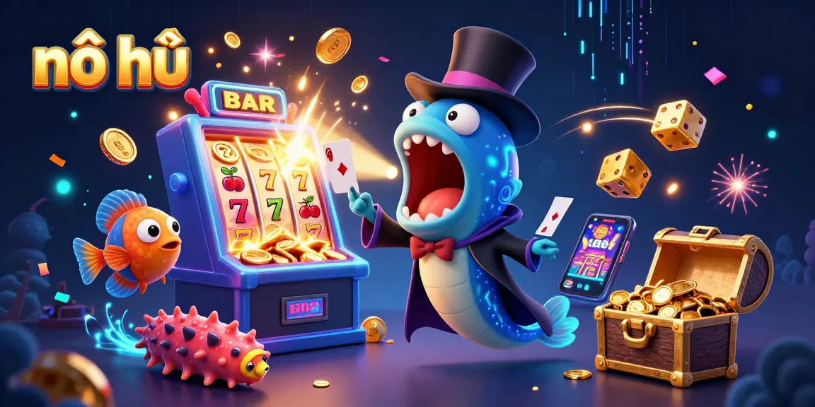 Experience the thrill of nổ hũ with exploding jackpots and vibrant casino gameplay in this dynamic 3D illustration.