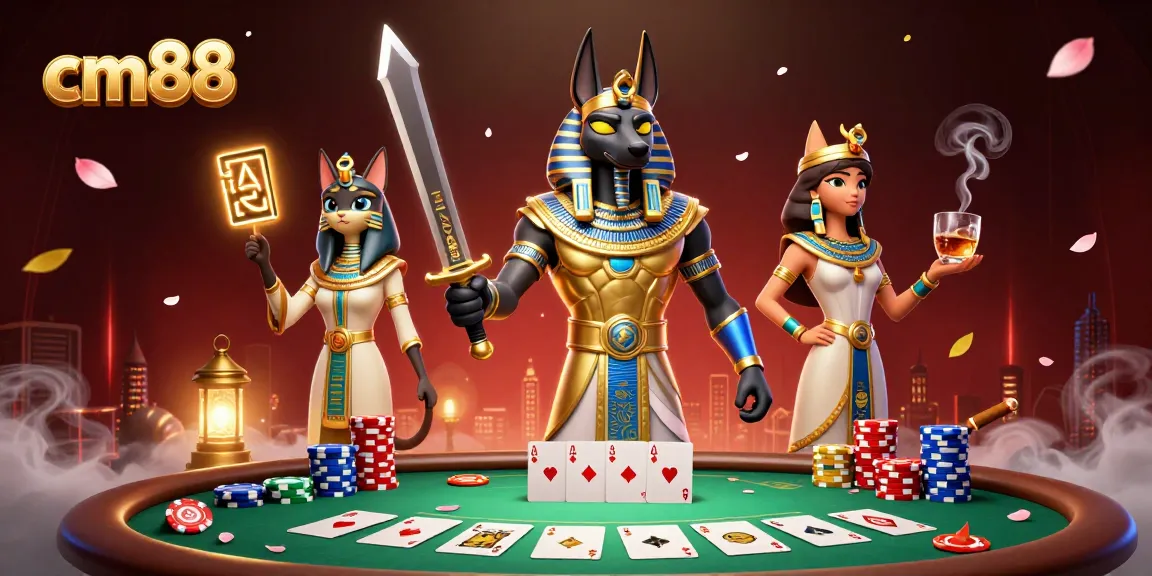 Các chiến binh cổ đại Anubis và Bastet tham gia chơi casino trực tuyến cm88 với không khí huyền bí.