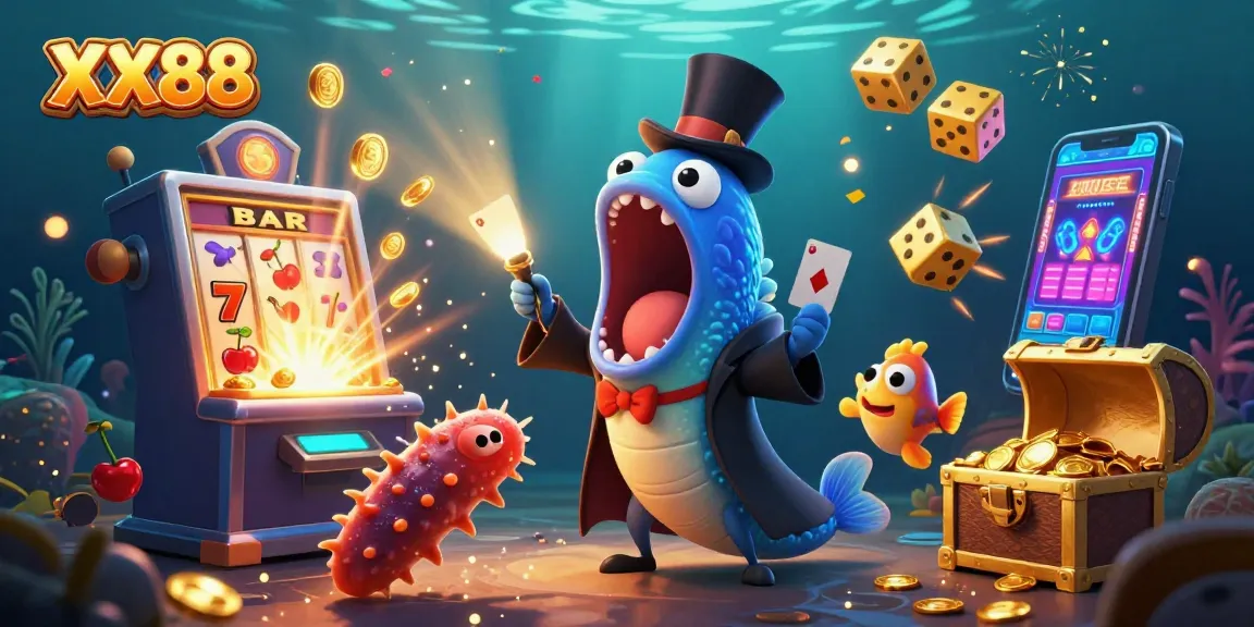 Watch XX88's vibrant slot games come alive with a magical deep-sea show featuring unique characters.