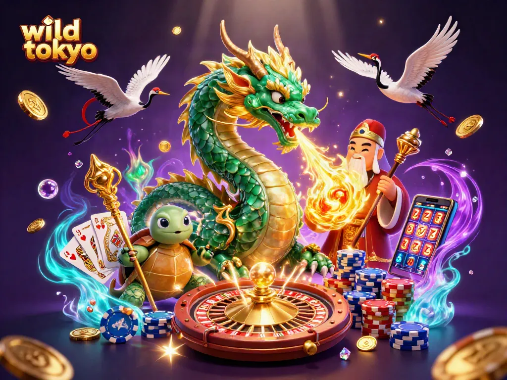 Engage with wild tokyo's thrilling gaming experience featuring vibrant casino elements and mystical creatures.