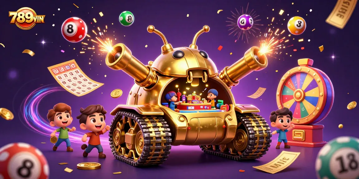 Engage in thrilling excitement at 789WIN casino with a vibrant 3D scene of games and prizes.