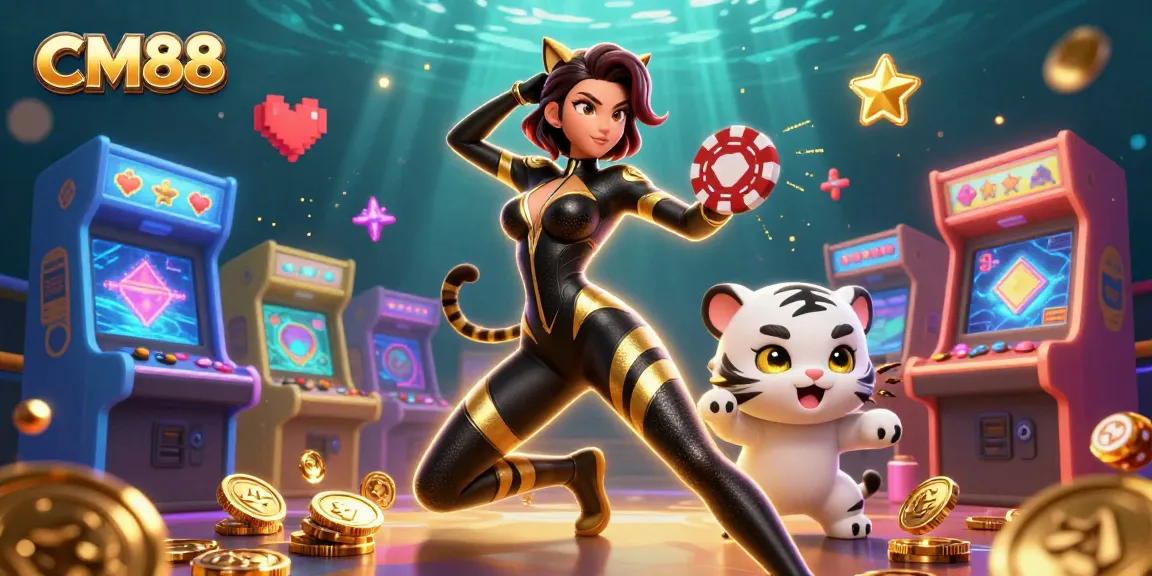 Experience big wins at CM88 with a stunning illustration capturing the excitement of online gambling.