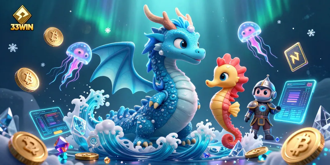 Engage with 33WIN's vibrant casino adventure featuring a mystical underwater scene and crypto elements.