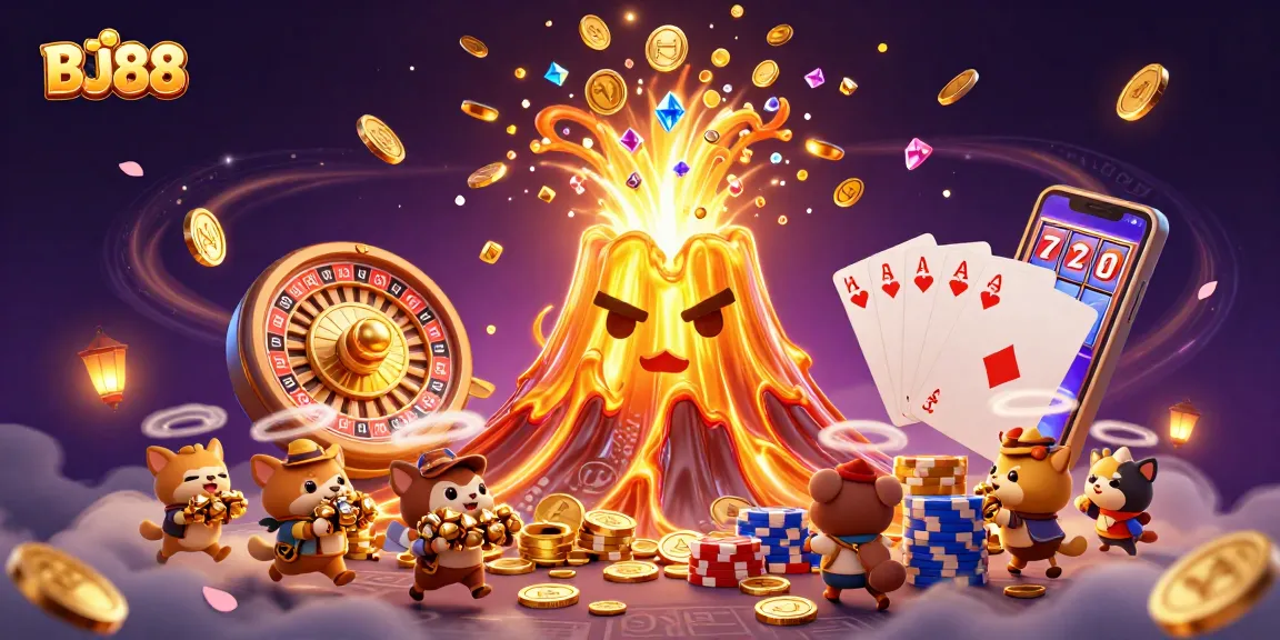 Experience the thrill of BJ88 with dazzling casino elements and exciting treasures.