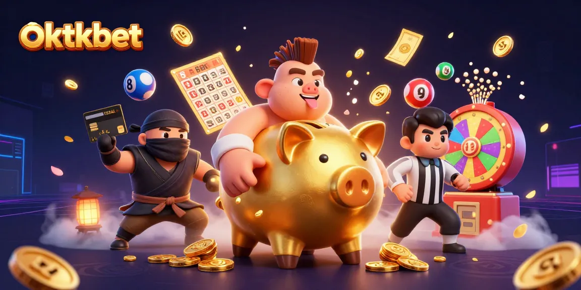 Experience excitement with oktkbet as golden coins rain down in this vibrant casino scene.