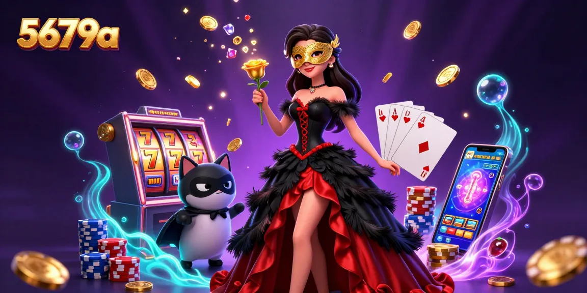 Experience thrilling slot action with 5679a, featuring an elegant casino scene alive with vibrant characters and rich gambling elements.