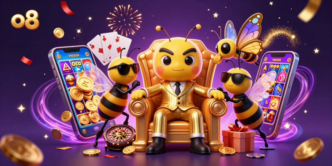 Experience the vibrant world of o 8 with a lively gambling scene, showcasing colorful slot games and dynamic characters.