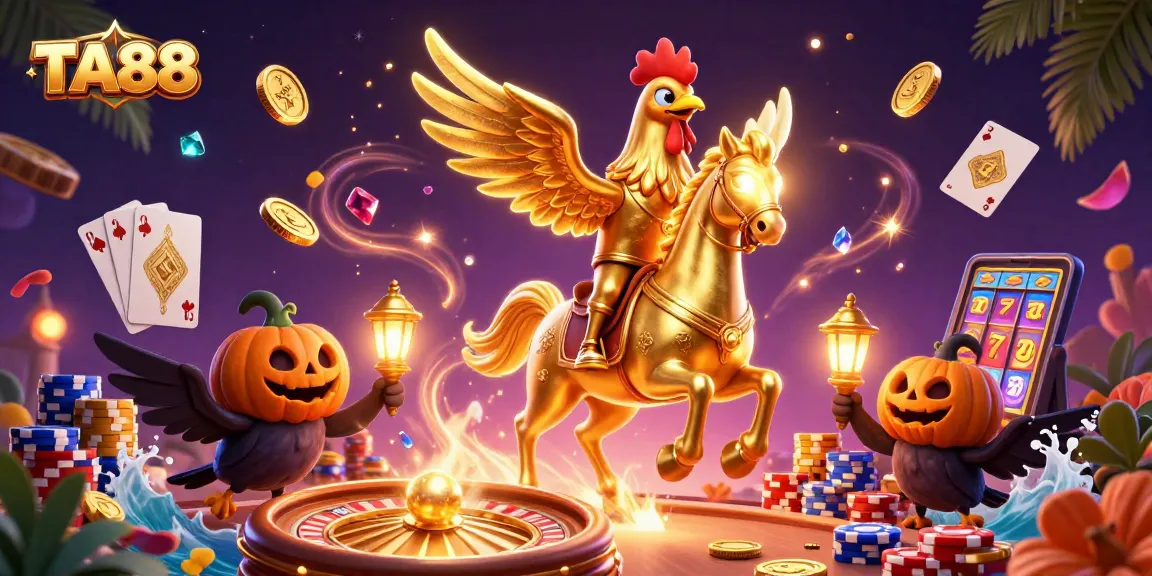 Experience exciting gameplay at TA88 with vibrant casino graphics featuring golden rooster and coins.