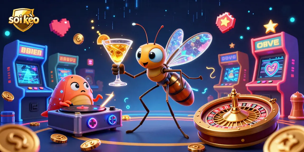 Engage in thrilling soi kèo sports betting with lively cartoon characters and vibrant casino elements.