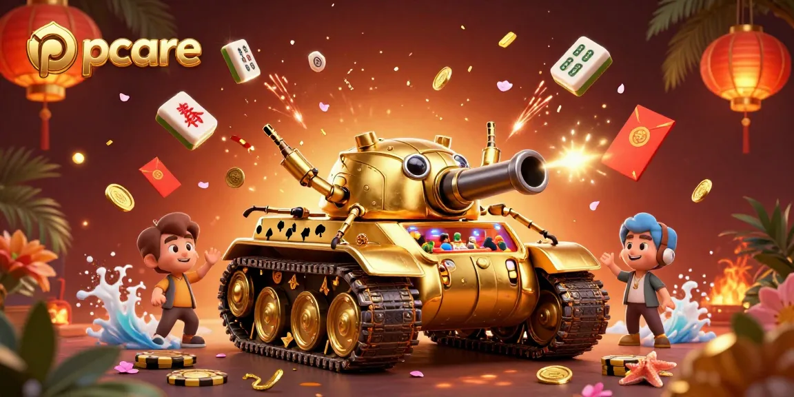 Engage with pccare's vibrant online casino scene featuring a golden beetle tank and mini gaming atmosphere.