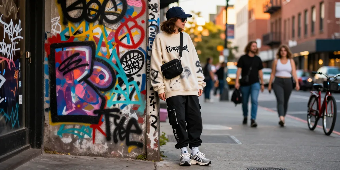 Tuta Trapstar indossata in un ambiente urbano vivace, evidenziando il suo stile streetwear unico.