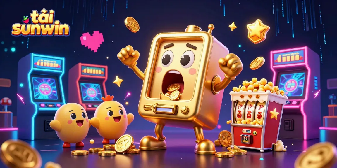 Experience the excitement as you tải sunwin and watch a golden slot machine hit the jackpot while baby machines cheer!