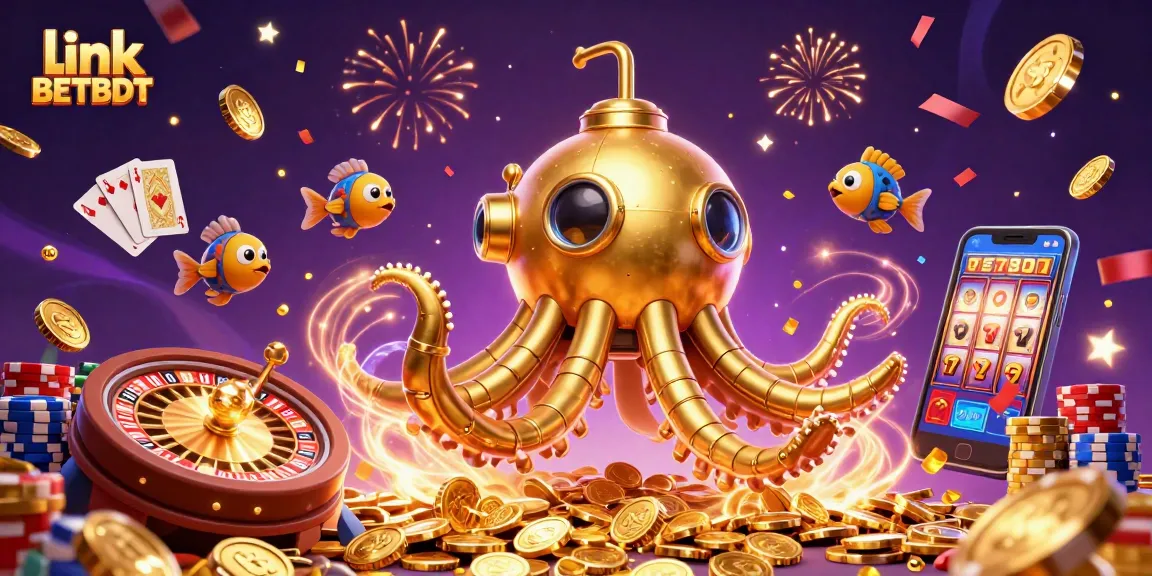 Experience thrilling action with link BETBDT in this vibrant casino scene featuring golden kraken and immersive game elements.