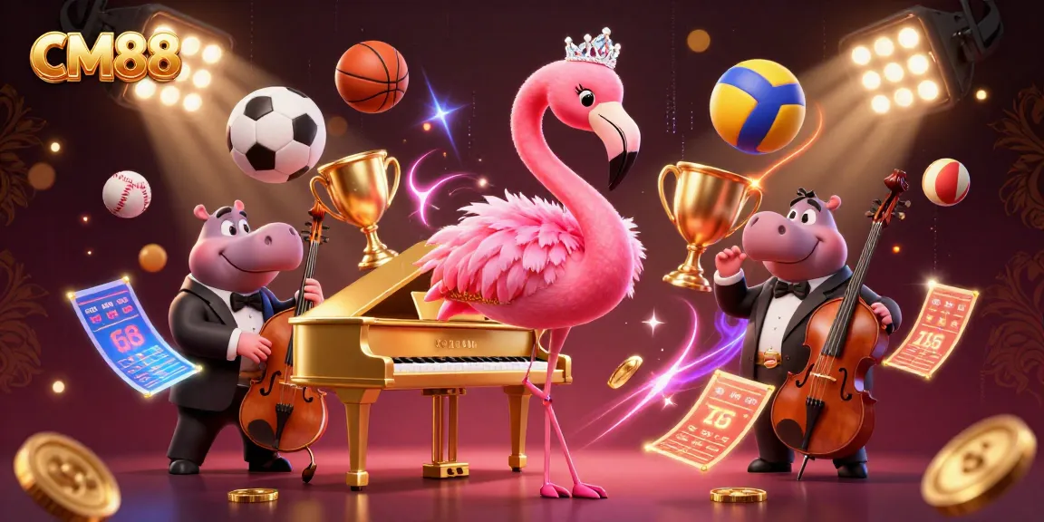 Experience thrilling gameplay with CM88's vibrant casino scene featuring dynamic sports elements and characters.