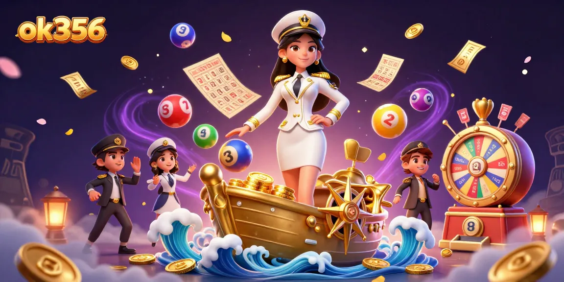 Win big at ok356 with a glamorous lottery scene featuring vibrant balls and symbols of fortunes.
