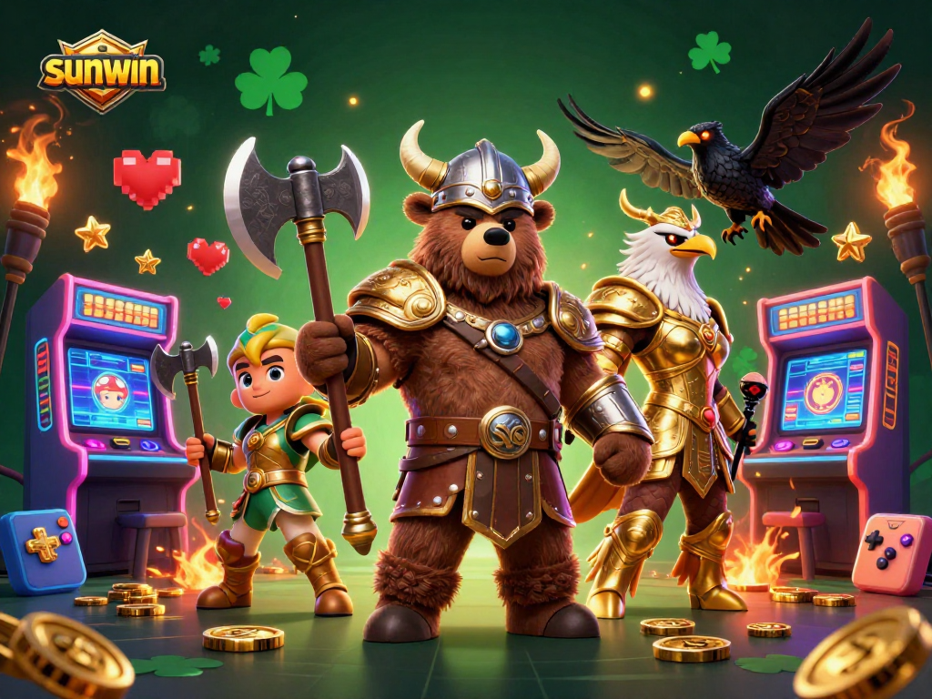 Experience thrilling slots and jackpots at sunwin with vibrant gaming characters and exciting elements in action