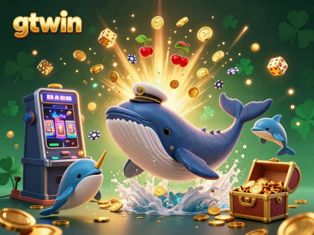 Experience thrilling wins with gtwin at this vibrant online casino scene featuring playful characters and exciting game elements.